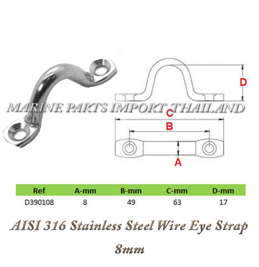 AISI316 Marine Grade Pad Eye Stainless Steel Wire Eye Strap