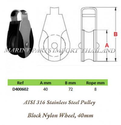 AISI2031620Stainless20Steel20Pulley20Block2C20with Nylon20Wheel 2040mm2020 0posJPG