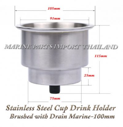 Stainless20Steel20Cup20Drink20Holder20Brushed20with20Drain20Marine20100mm200000pos