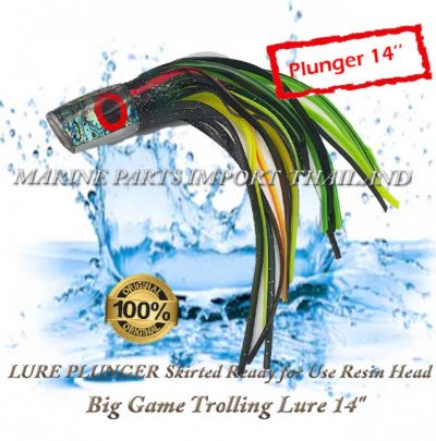 LURE20PLUNGER20Skirted20Ready20for20Use20Resin20Head20Big20Game20Trolling20Lure2014inch000black20yellow00