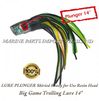LURE20PLUNGER20Skirted20Ready20for20Use20Resin20Head20Big20Game20Trolling20Lure2014inch000black20yellow1