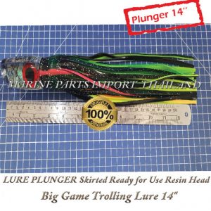 LURE20PLUNGER20Skirted20Ready20for20Use20Resin20Head20Big20Game20Trolling20Lure2014inch000black20yellow7