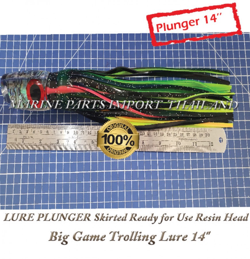 LURE PLUNGER Skirted Ready for Use Resin Head Big Game Trolling