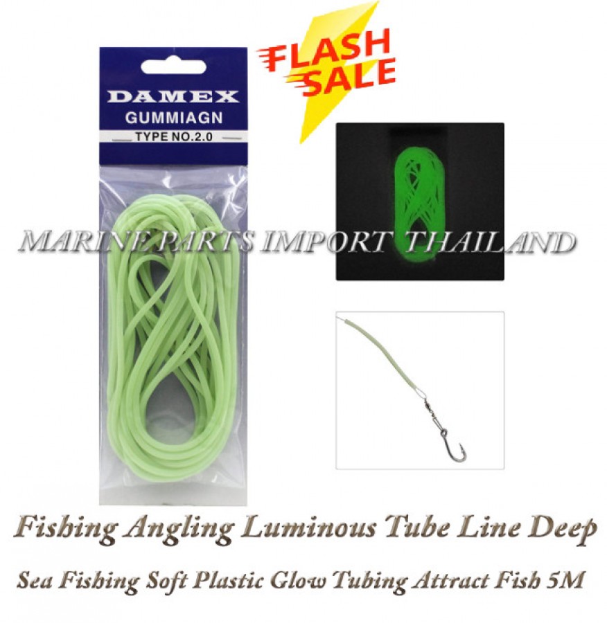 Fishing Angling Luminous Tube Line Deep Sea Fishing Soft Plastic Glow Tubing  Attract Fish 5M Light Green 2.0mm 